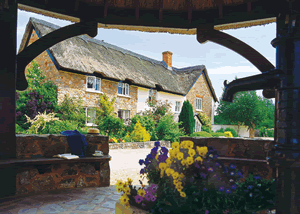 The Thatched Cottage in Uffculme, Devon, South West England.